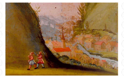 Détail de la remise du scapulaire à St Simon Stock, auteur inconnu